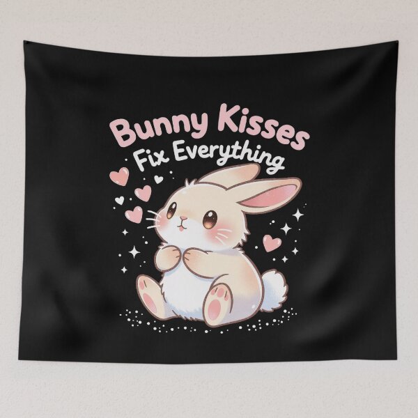 Item preview, Bunny Kisses Fix Everything Bunny – Cute Cartoon Rabbit Illustration Tee designed and sold by bilal sibgui.