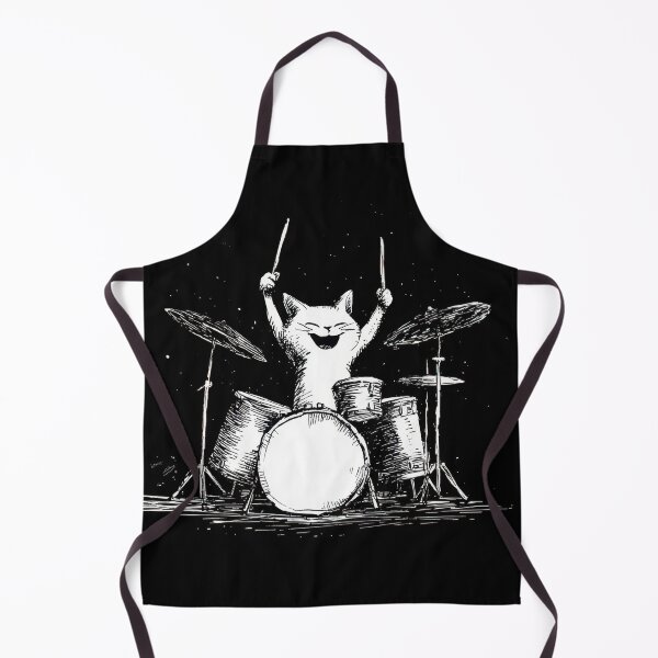 Item preview, Cat plays drums in black background designed and sold by anytka.
