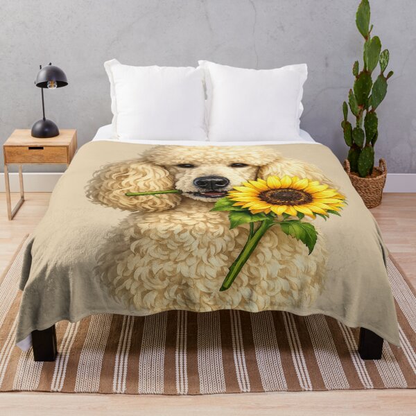 Item preview, Beige Poodle Holding Sunflower designed and sold by Silver Stone.
