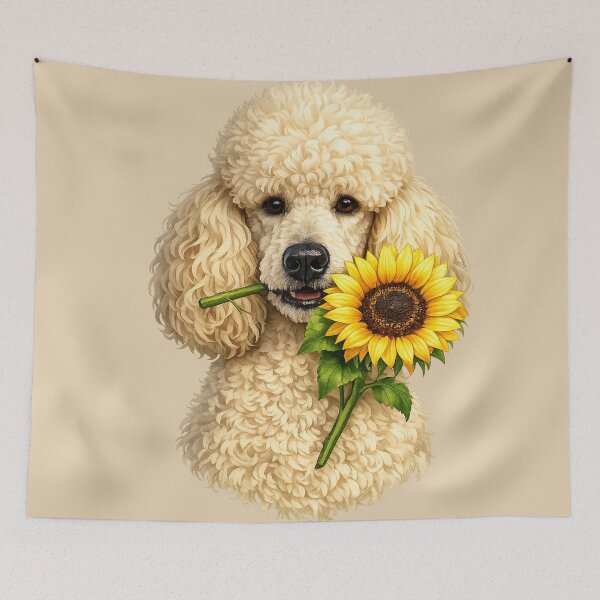 Item preview, Beige Poodle Holding Sunflower designed and sold by Silver  Stone.