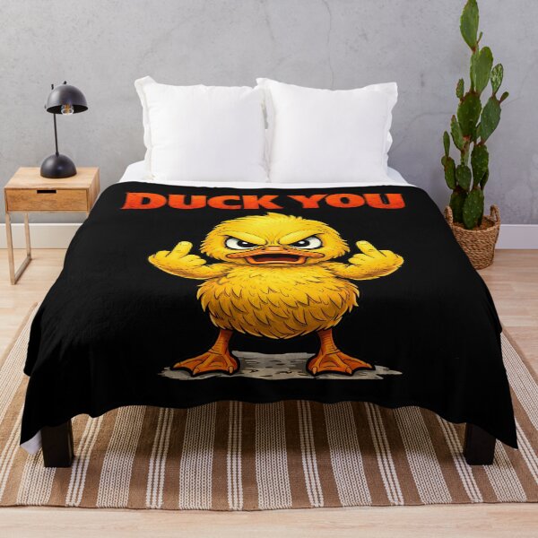 Item preview, Duck You Funny Rude Duck Cartoon Angry Sarcastic Humor Design designed and sold by AuraloomAtelier.
