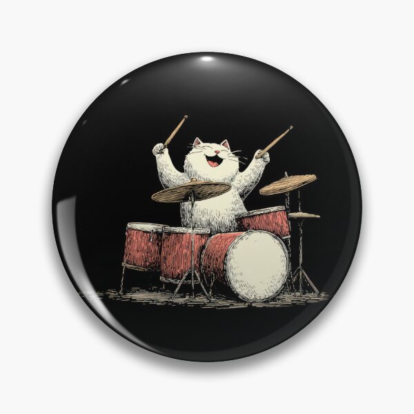 Item preview, Cat plays drums in a music scene designed and sold by anytka.