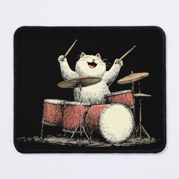 Item preview, Cat plays drums in a music scene designed and sold by anytka.