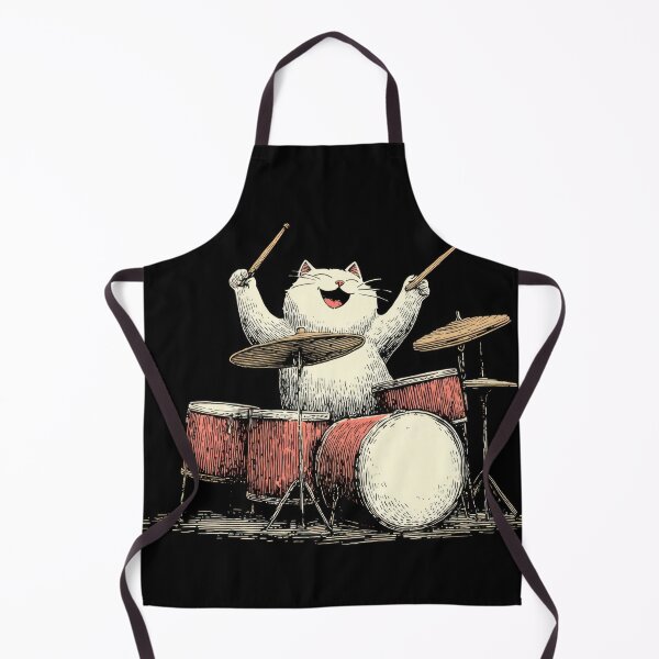 Item preview, Cat plays drums in a music scene designed and sold by anytka.