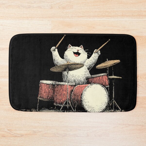 Item preview, Cat plays drums in a music scene designed and sold by anytka.