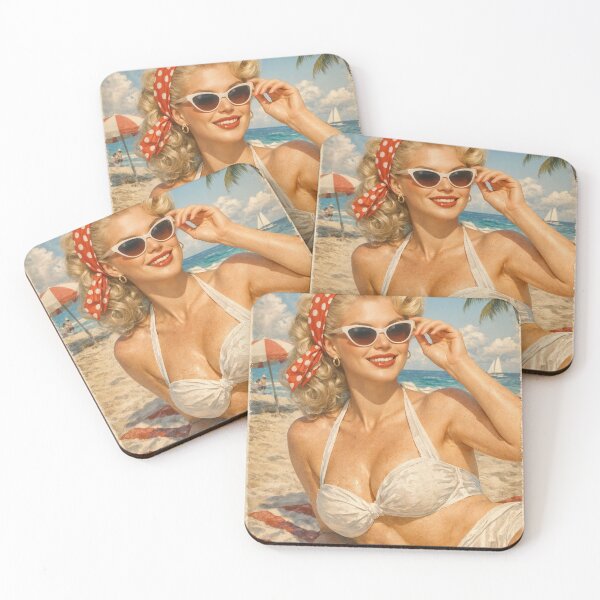 Item preview, Retro Summer Glam – Vintage Beach Scene designed and sold by ForeverPrintsOK.
