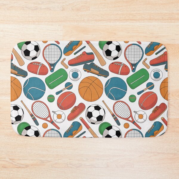 Item preview, Colorful Sports Equipment Seamless Pattern designed and sold by Midnight Veil Designs.