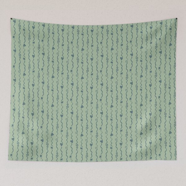 Item preview, Swirls and Hearts Vertical Stripes Dark on Light Green designed and sold by Digitalmyth's Designs.