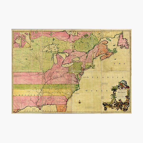 Item preview, Map of North America by Kitchin, Mitchell and Millar (1755) designed and sold by allhistory.