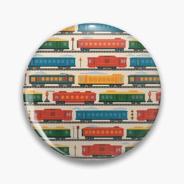 Item preview, Colorful Vintage Trains on Tracks Seamless Pattern designed and sold by Midnight Veil Designs.