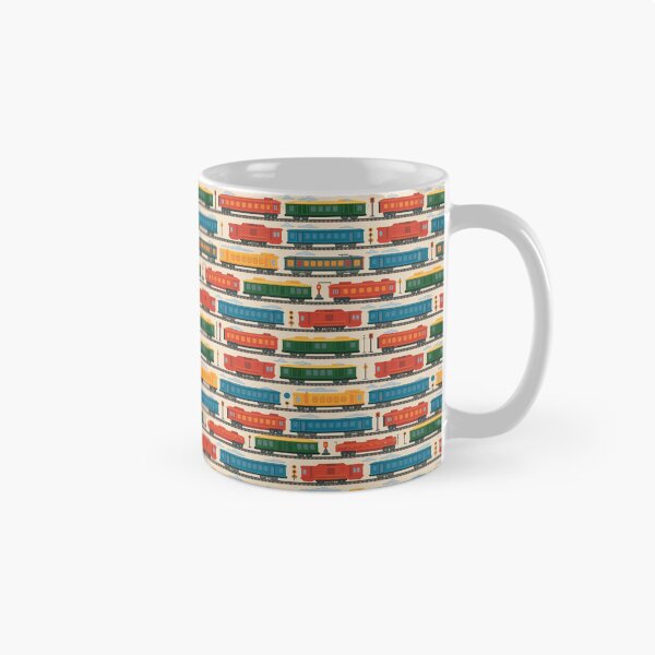 Item preview, Colorful Vintage Trains on Tracks Seamless Pattern designed and sold by Midnight Veil Designs.