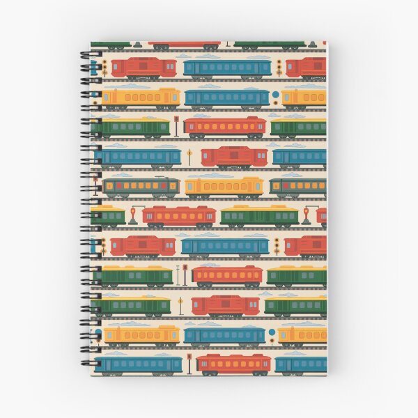 Item preview, Patrón sin costuras de trenes antiguos y coloridos sobre vías designed and sold by Midnight Veil Designs.