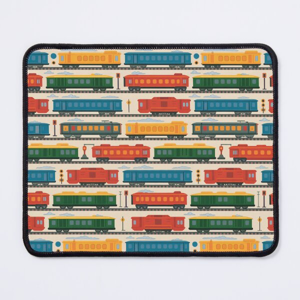 Item preview, Colorful Vintage Trains on Tracks Seamless Pattern designed and sold by Midnight Veil Designs.