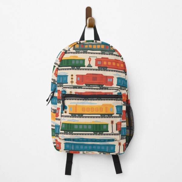 Item preview, Colorful Vintage Trains on Tracks Seamless Pattern designed and sold by Midnight Veil Designs.