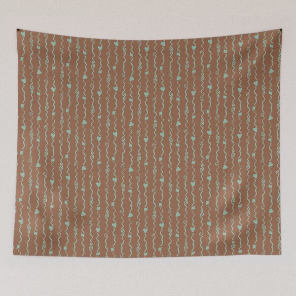 Item preview, Swirls and Hearts Vertical Stripes Green on Brown designed and sold by Digitalmyth's Designs.