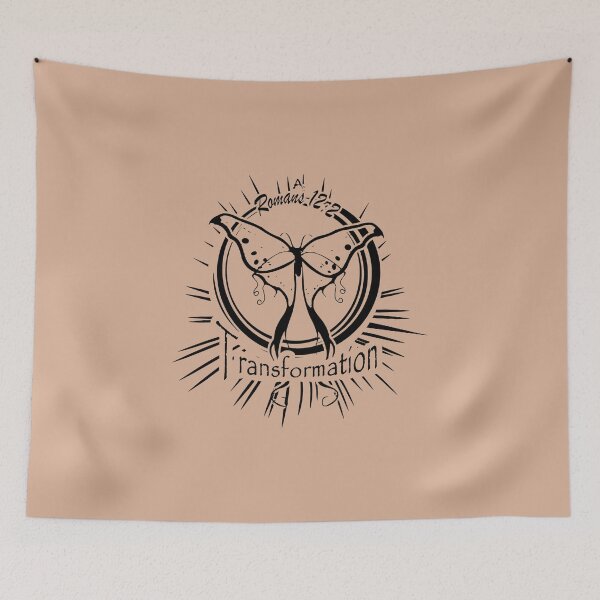 Item preview, Caterpillar Butterfly Transformation Romans 12:2 | Easter Resurrection Christian Line Art | Good Friday Faith Design | black color designed and sold by ZechJohnRB.