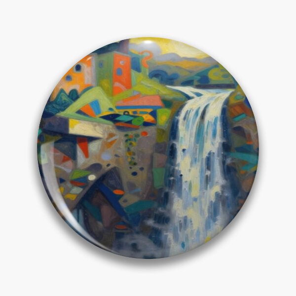 Item preview, Colorful surreal waterfall landscape in inspired Renoir impressionist style designed and sold by FotoworldEdel.