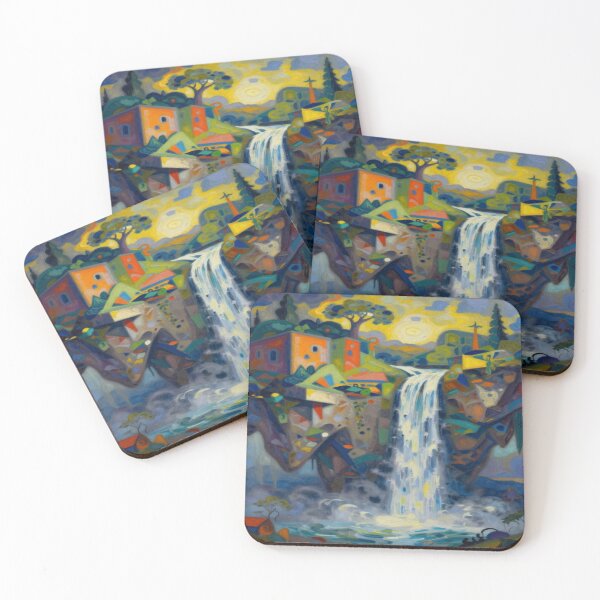 Item preview, Colorful surreal waterfall landscape in inspired Renoir impressionist style designed and sold by FotoworldEdel.