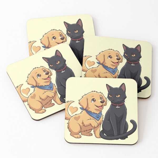 Item preview, Adorable Anime Dog and Cat Best Friends - Opposites Attract Cute Couple designed and sold by WalterAdd.