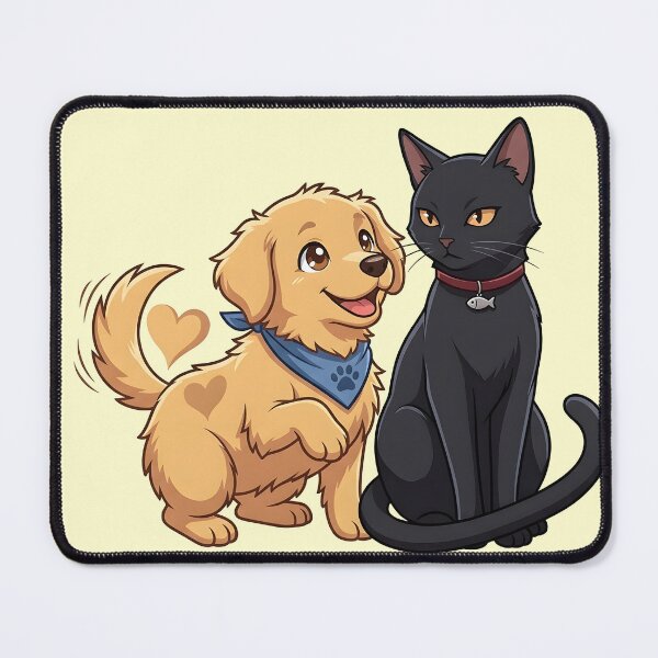 Item preview, Adorable Anime Dog and Cat Best Friends - Opposites Attract Cute Couple designed and sold by WalterAdd.