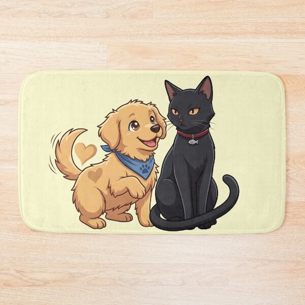 Item preview, Adorable Anime Dog and Cat Best Friends - Opposites Attract Cute Couple designed and sold by WalterAdd.