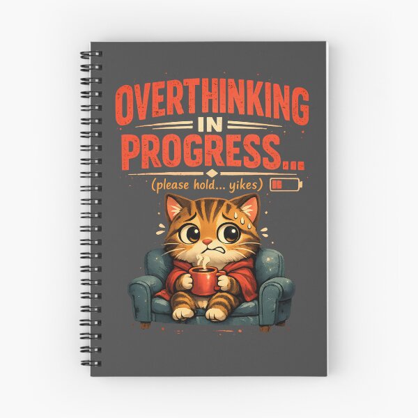 Item preview, Overthinking In Progress - Anxious Cat designed and sold by Stikaro.