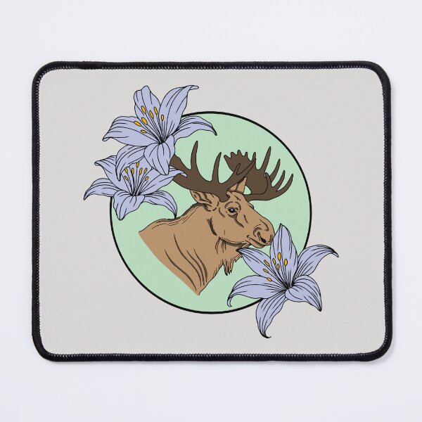 Item preview, Minimalistic moose with flowers designed and sold by Pamelarts.