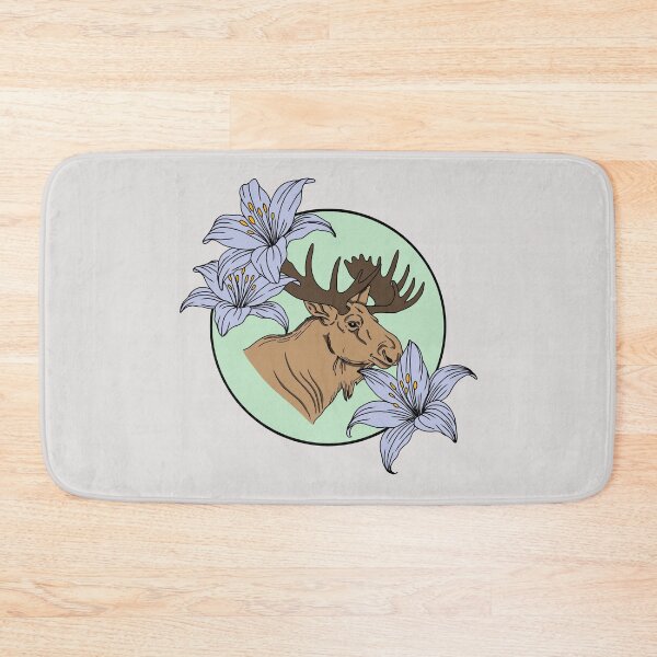 Item preview, Minimalistic moose with flowers designed and sold by Pamelarts.