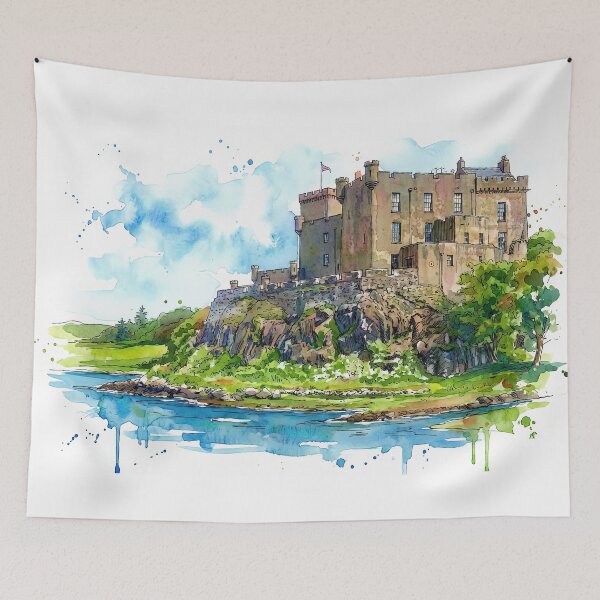 Item preview, Watercolour illustration of Dunvegan Castle, Isle of Skye, Scotland designed and sold by davidelder.
