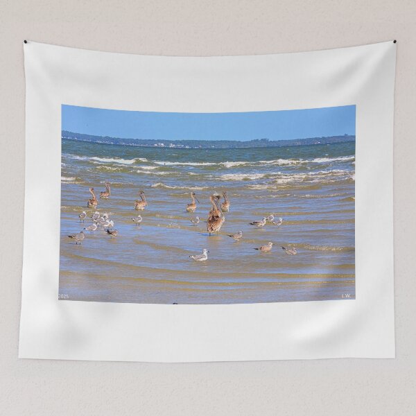 Item preview, Seabirds Gather on Hilton Head Shore designed and sold by LisaWootenPhoto.
