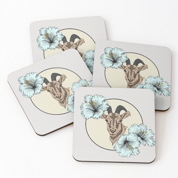 Item preview, Minimalistic goat with flowers designed and sold by Pamelarts.