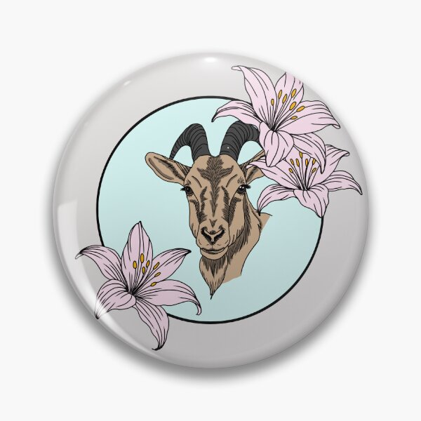 Item preview, Minimalistic goat with flowers designed and sold by Pamelarts.