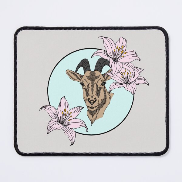 Item preview, Minimalistic goat with flowers designed and sold by Pamelarts.