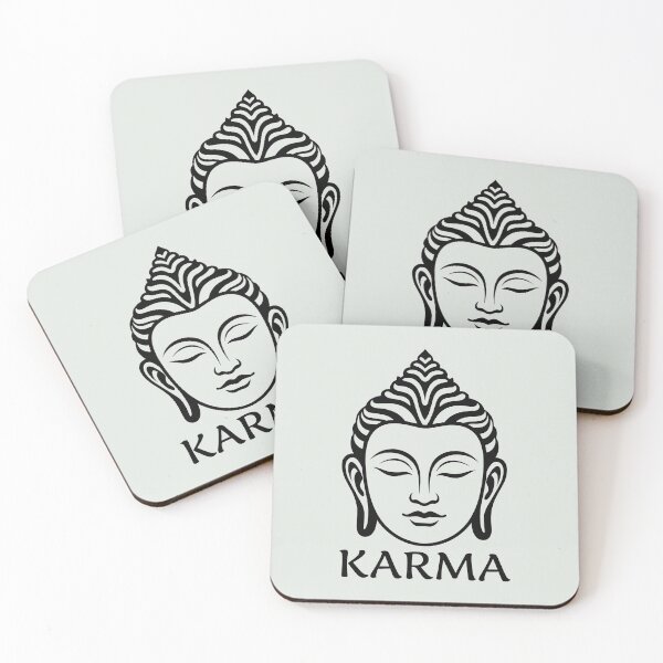 Item preview, Black Buddha Head Karma – Minimalist Zen Line Art designed and sold by YogaMEHappy.