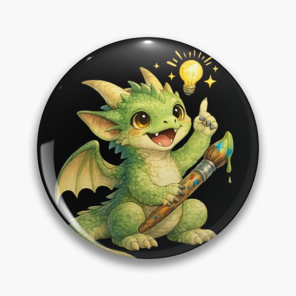 Item preview, Cute Baby Dragon Artist – Creative Idea Lightbulb Fantasy Illustration designed and sold by Hatchling Hollow.