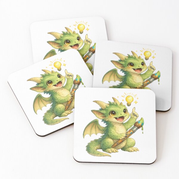 Item preview, Cute Baby Dragon Artist – Creative Idea Lightbulb Fantasy Illustration designed and sold by Hatchling Hollow.