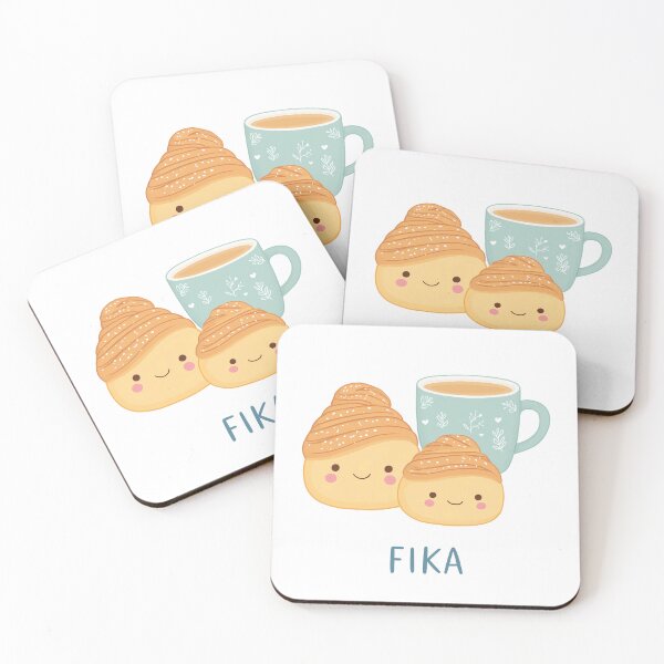 Item preview,  Kawaii Coffee and Kanelbullar Fika Cute Scandinavian Art designed and sold by BobaBunny76.