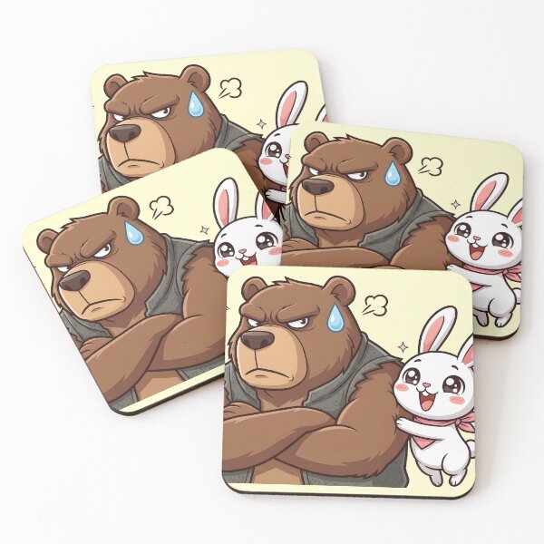 Item preview, Grumpy Bear and Cheerful Rabbit - Cute Anime Opposites Attract Couple designed and sold by WalterAdd.
