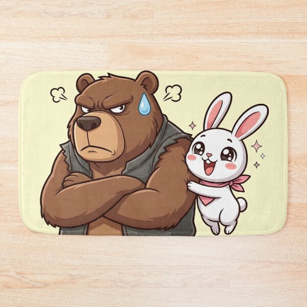 Item preview, Grumpy Bear and Cheerful Rabbit - Cute Anime Opposites Attract Couple designed and sold by WalterAdd.