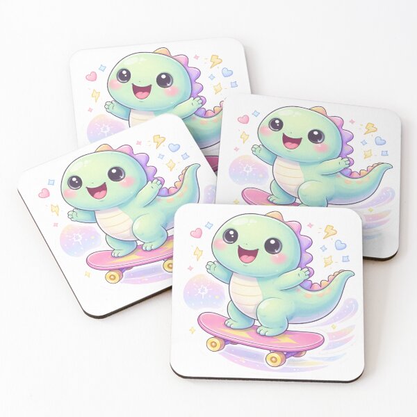Item preview, Cute Kawaii Dinosaur Skateboarding | Fun Pastel Dino Aesthetic Sticker designed and sold by Dasts Cart.