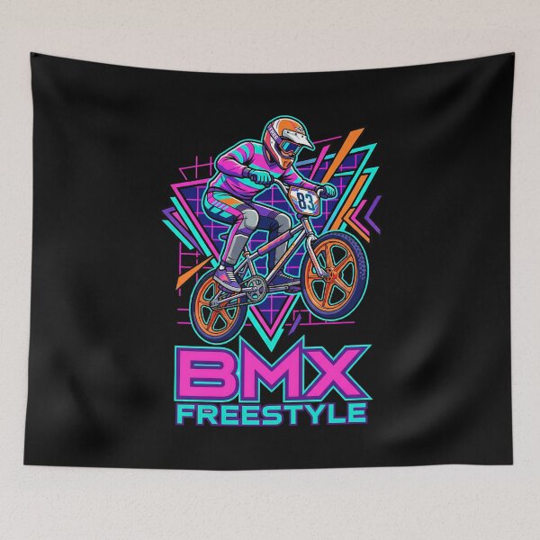 Item preview, Retro Eighties BMX Freestyle Neon Geometric Graphic Design designed and sold by Tong4130.