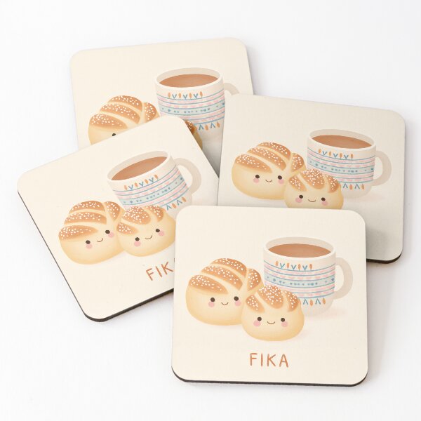 Item preview,  Kawaii Coffee and Kanelbullar Fika Cute Scandinavian Art designed and sold by BobaBunny76.