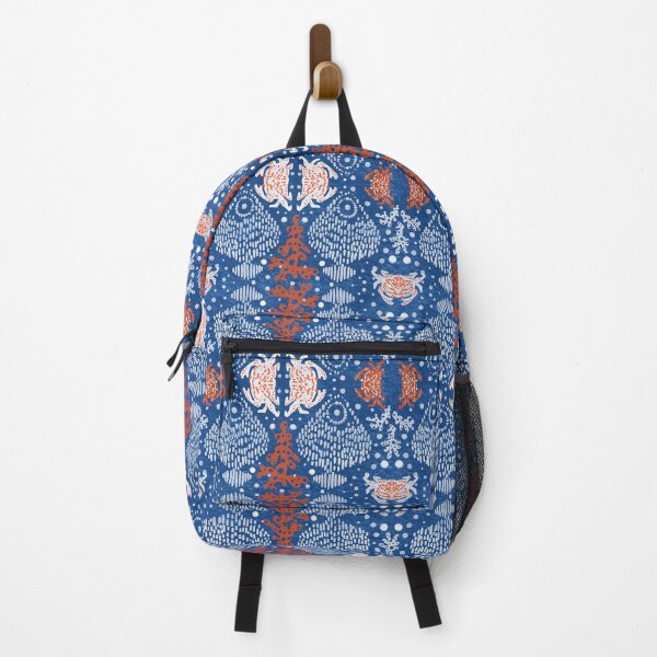 Item preview, Ocean Batik Fish, Coral and Crabs in Indigo Blue Coral designed and sold by HillsandSheep.