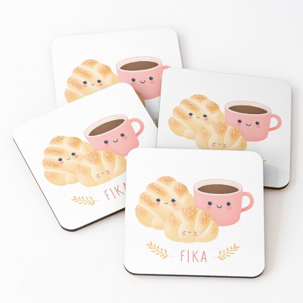 Item preview,  Kawaii Coffee and Kanelbullar Fika Cute Scandinavian Art designed and sold by BobaBunny76.