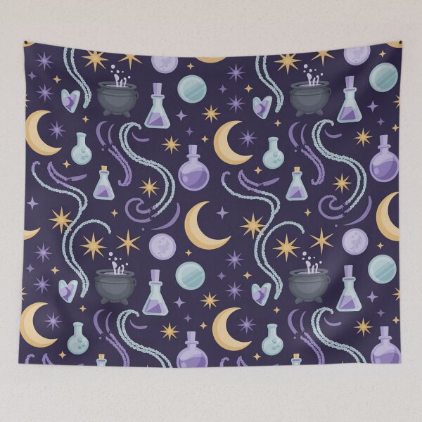 Item preview, Whimsical Witchy Potion & Moon Seamless Pattern designed and sold by Midnight Veil Designs.
