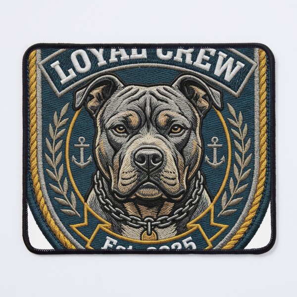 Item preview, Loyal Crew Pitbull – Vintage Club Style Embroidered Patch | Strong and Loyal Pitbull Dog designed and sold by Golden Chaos.