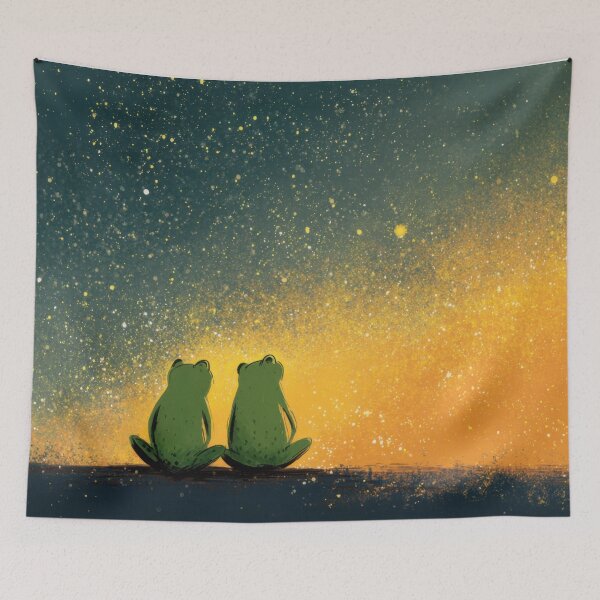 Item preview, Two frogs watch stars in night sky designed and sold by anytka.
