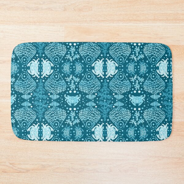 Item preview, Ocean Batik Fish, Coral and Crabs in Teal designed and sold by HillsandSheep.