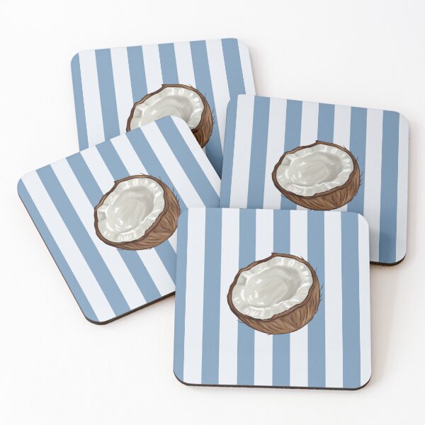 Item preview, Coconut Illustration with Blue Stripes Background designed and sold by joleyjl.