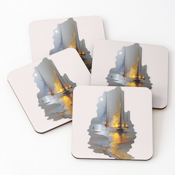 Item preview, Abstract Golden Sunset Seascape Palette Knife Art Sticker designed and sold by irfanshikh.
